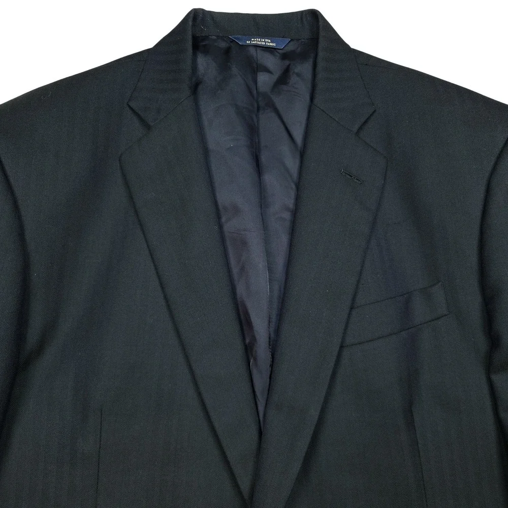Brooks Brothers Saxxon Wool 1818 Madison Blazer Mens 42L Dark Blue Herringbone